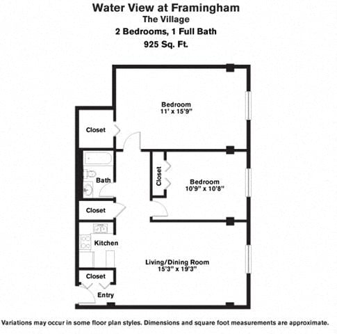 Click to view Floor plan 2 Bed/1 Bath with Walk-In Closet image 2