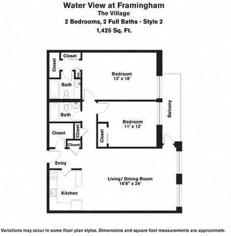 Floor plan 2 Bed/2 Bath Large with Balcony image 4