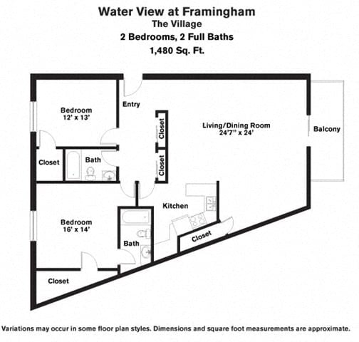 Floor plan 2 Bed/2 Bath Extra Large with Balcony image 2