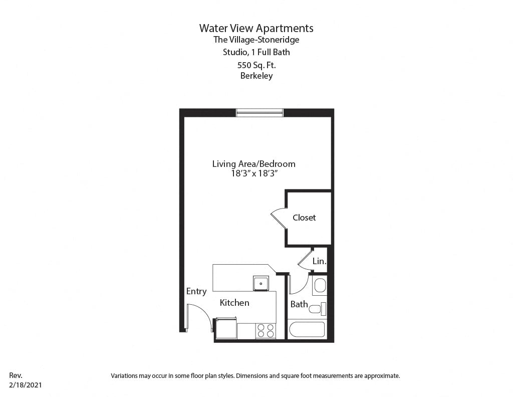 Click to view Floor plan Studio/1 Bath with Full Kitchen image 2