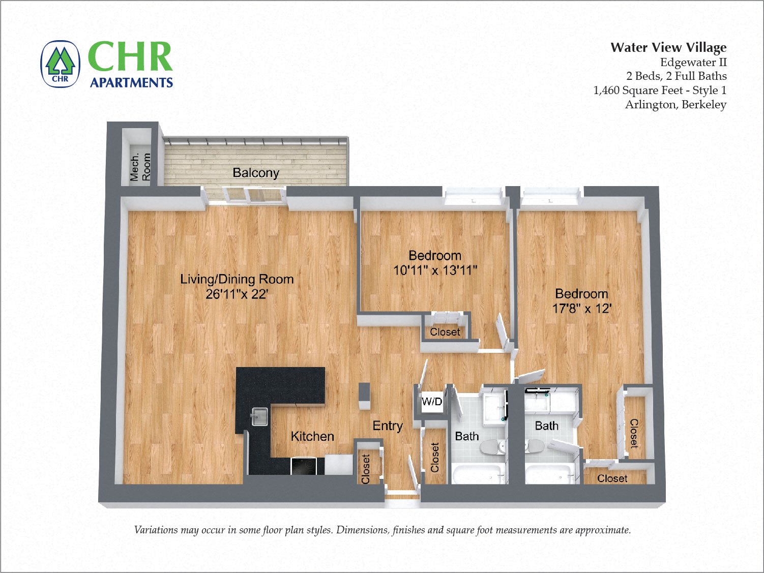 Floor plan 2 Bed/2 Bath Large with Balcony image 3