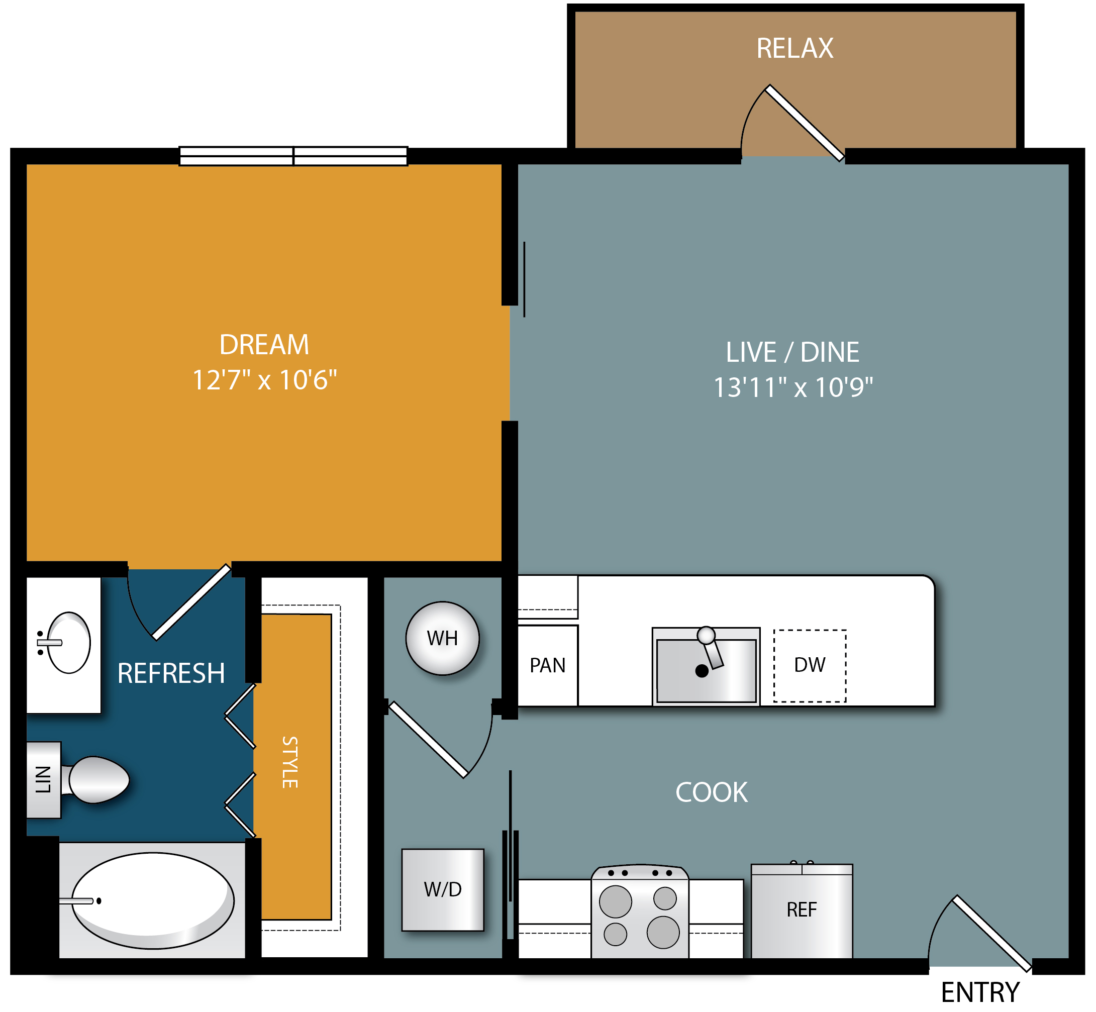 S1b 630 Sq.Ft floor plan