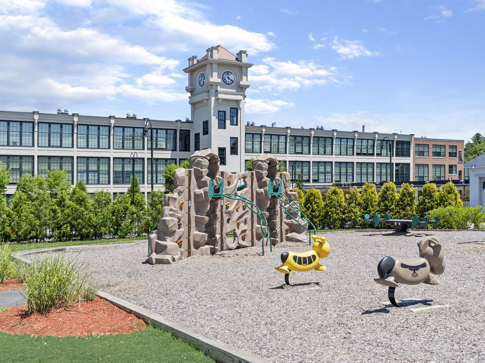 Playground with climbing structure