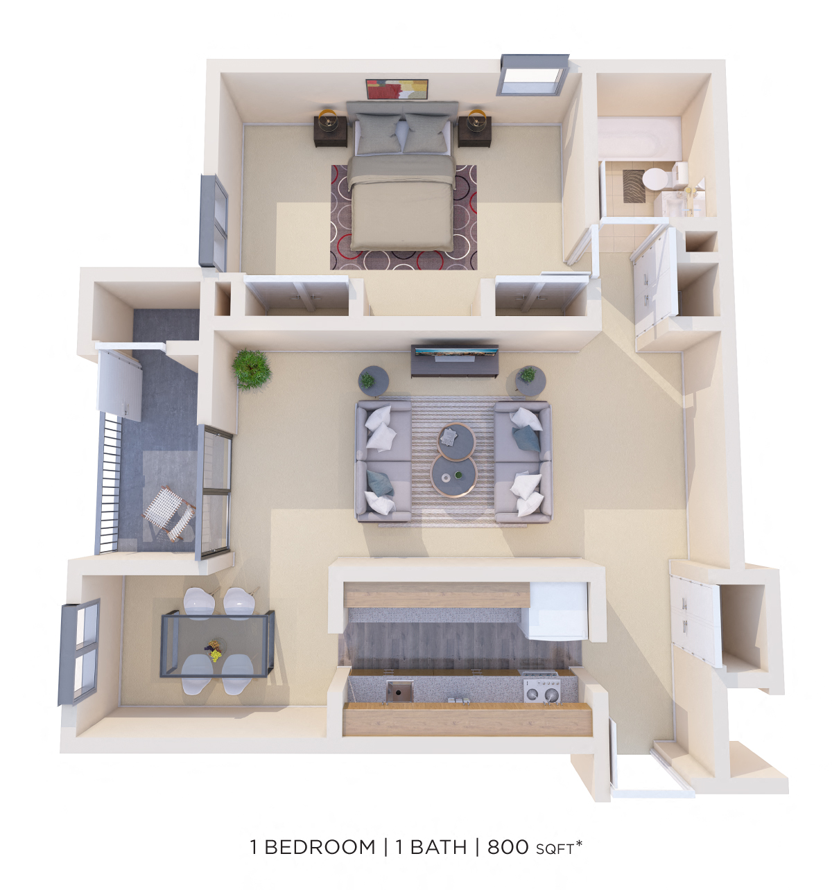 One Bedroom - 800 sqft floor plan