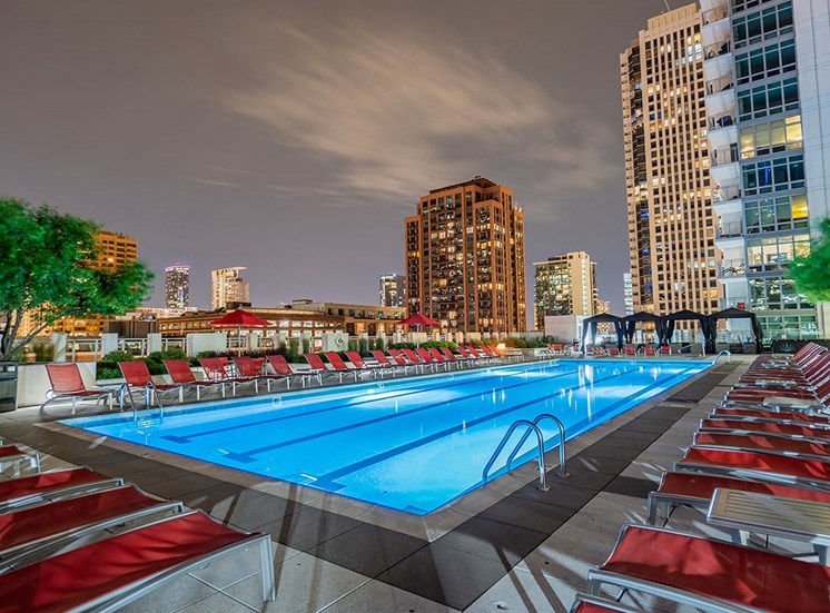 Alta's rooftop pool terrace features ample lounge chairs