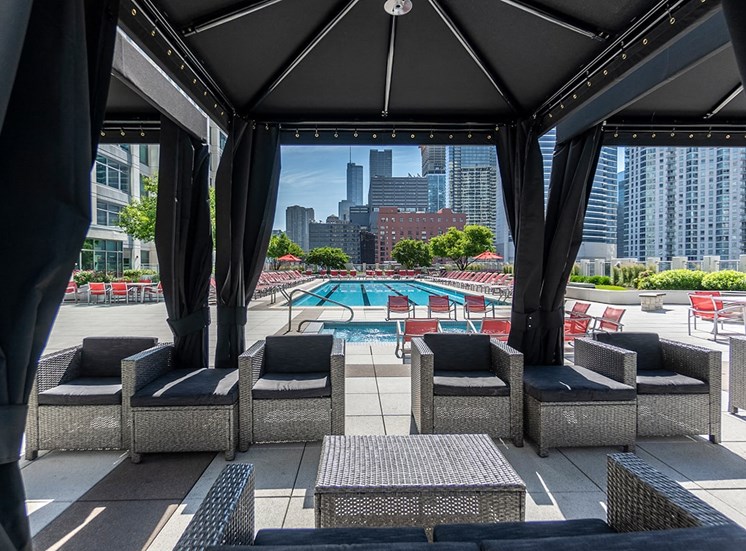 Alta's rooftop terrace features private cabanas