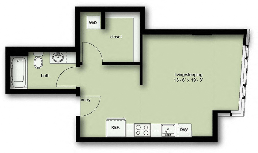 Wave Studio 1 Bath Income Qualified A08 - Affordable
