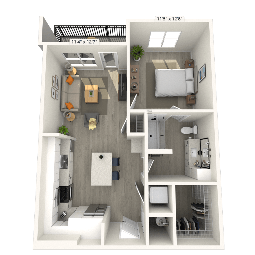 A4 1x1 712 SF-FP floor plan