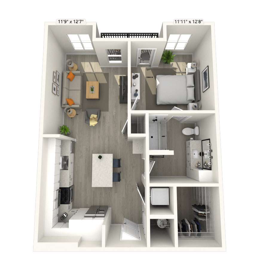 A6 1x1 729 SF-FP floor plan