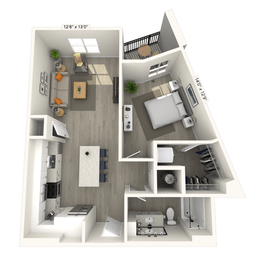 A10 1x1 802 SF-FP floor plan
