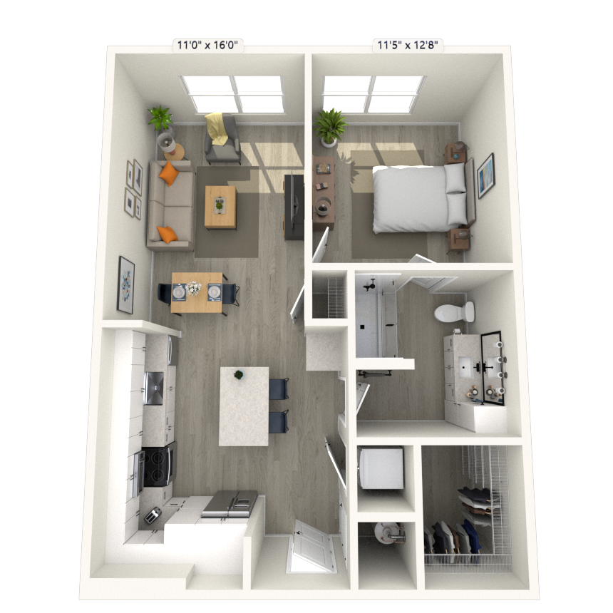 A8 1x1 753 SF-FP floor plan