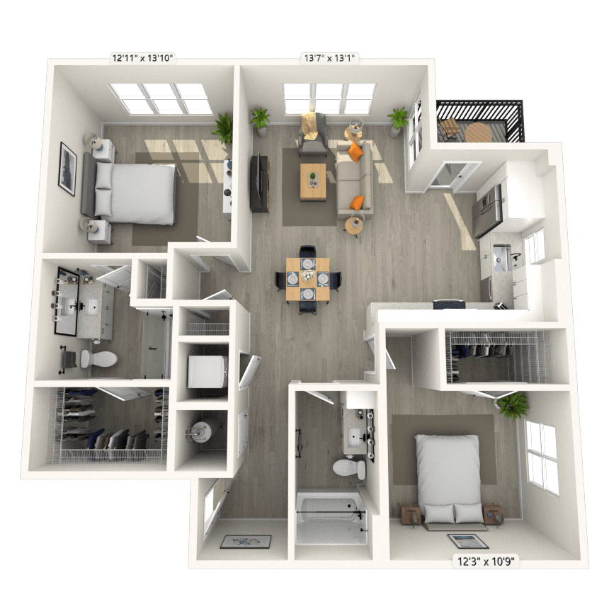 B4 2x2 1126 SF-FP floor plan