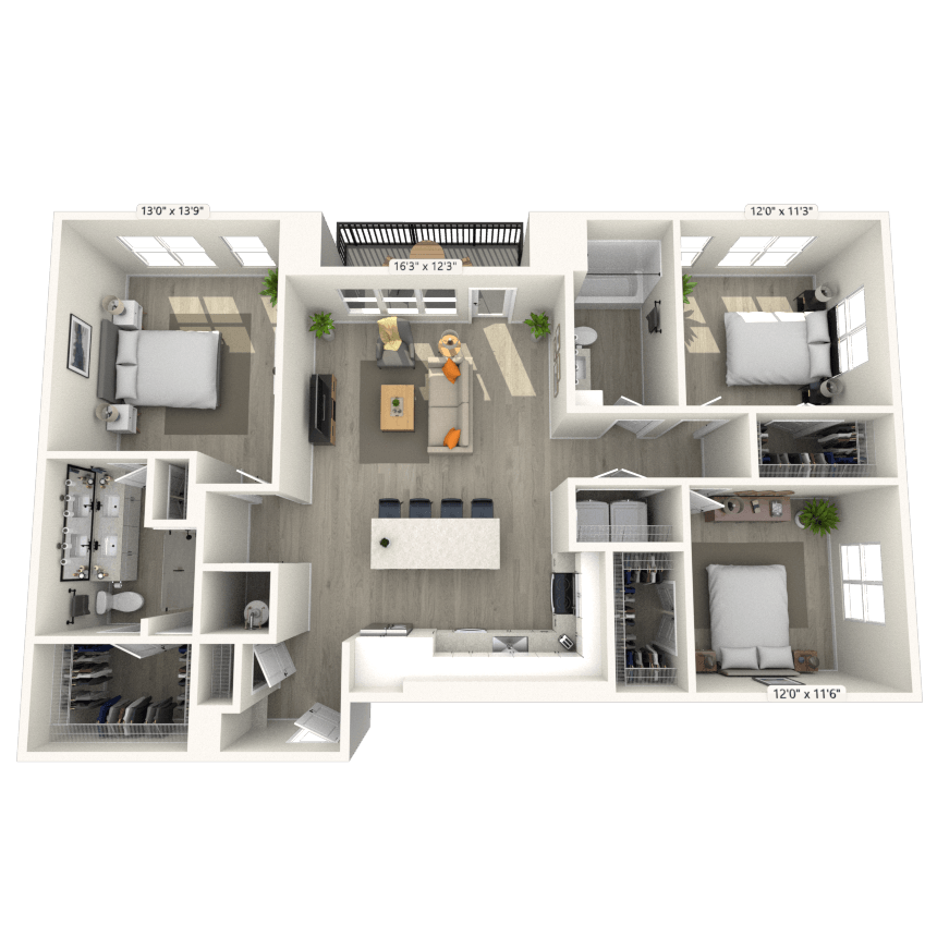 C1 3x2 1401 SF-FP floor plan