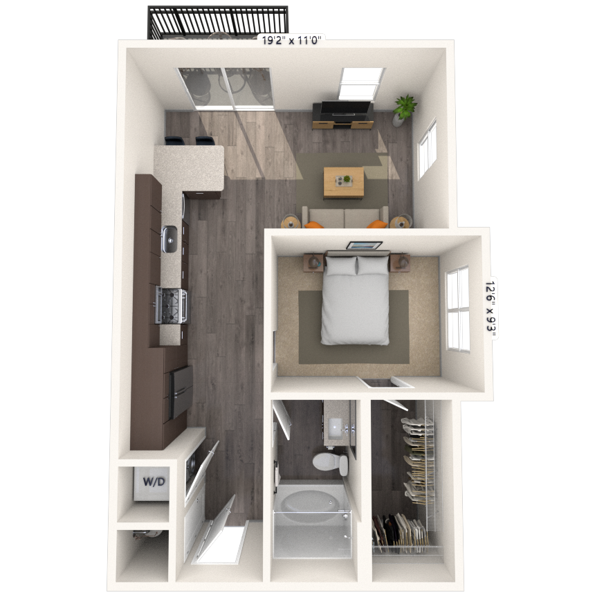 A3 1x1 703 SF-FP floor plan