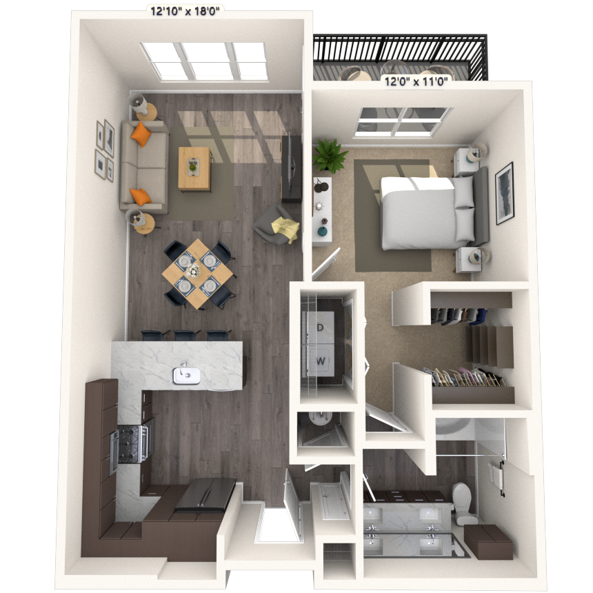 A4 1x1 776 SF-FP floor plan