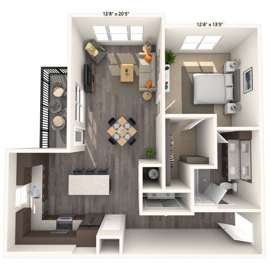 A5 1x1 934 SF-FP floor plan
