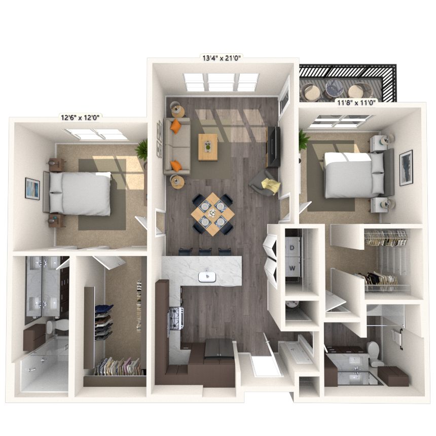B2 2x2 1121 SF-FP floor plan