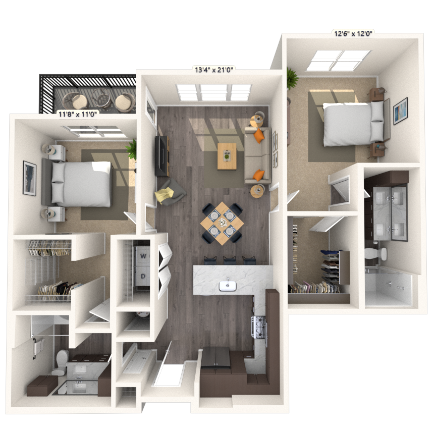 B3 2x2 1123 SF-FP floor plan