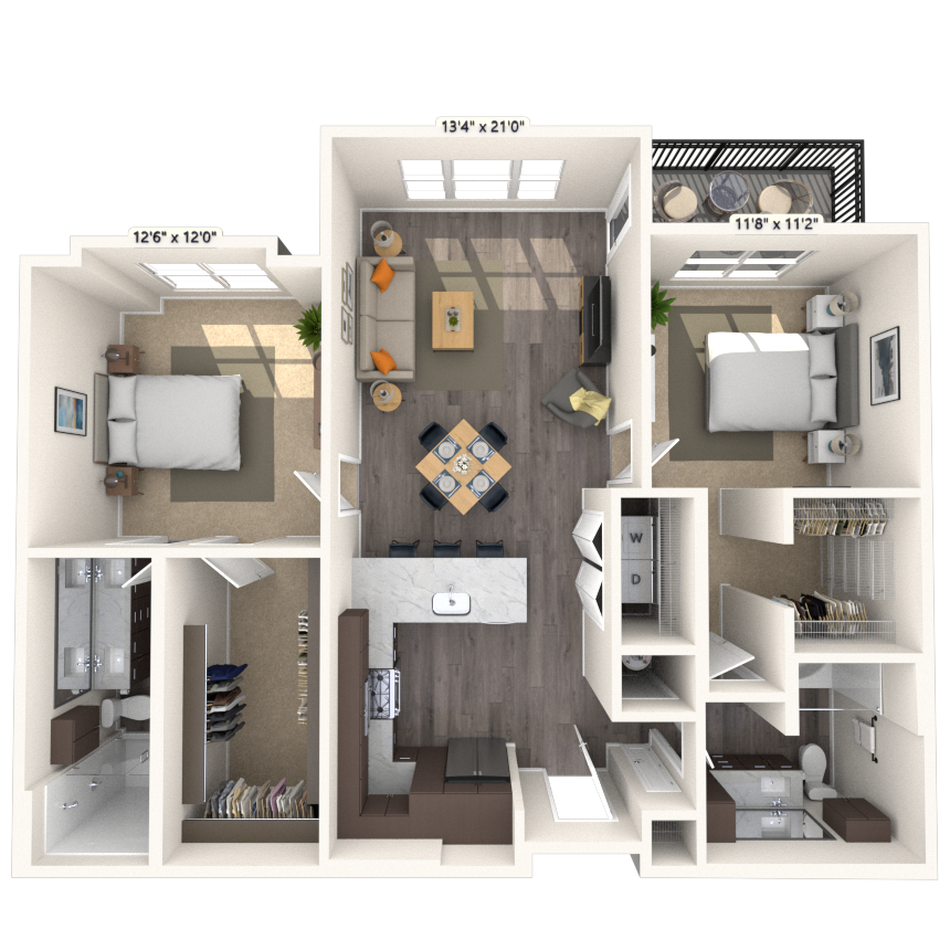 B4 2x2 1130 SF-FP floor plan