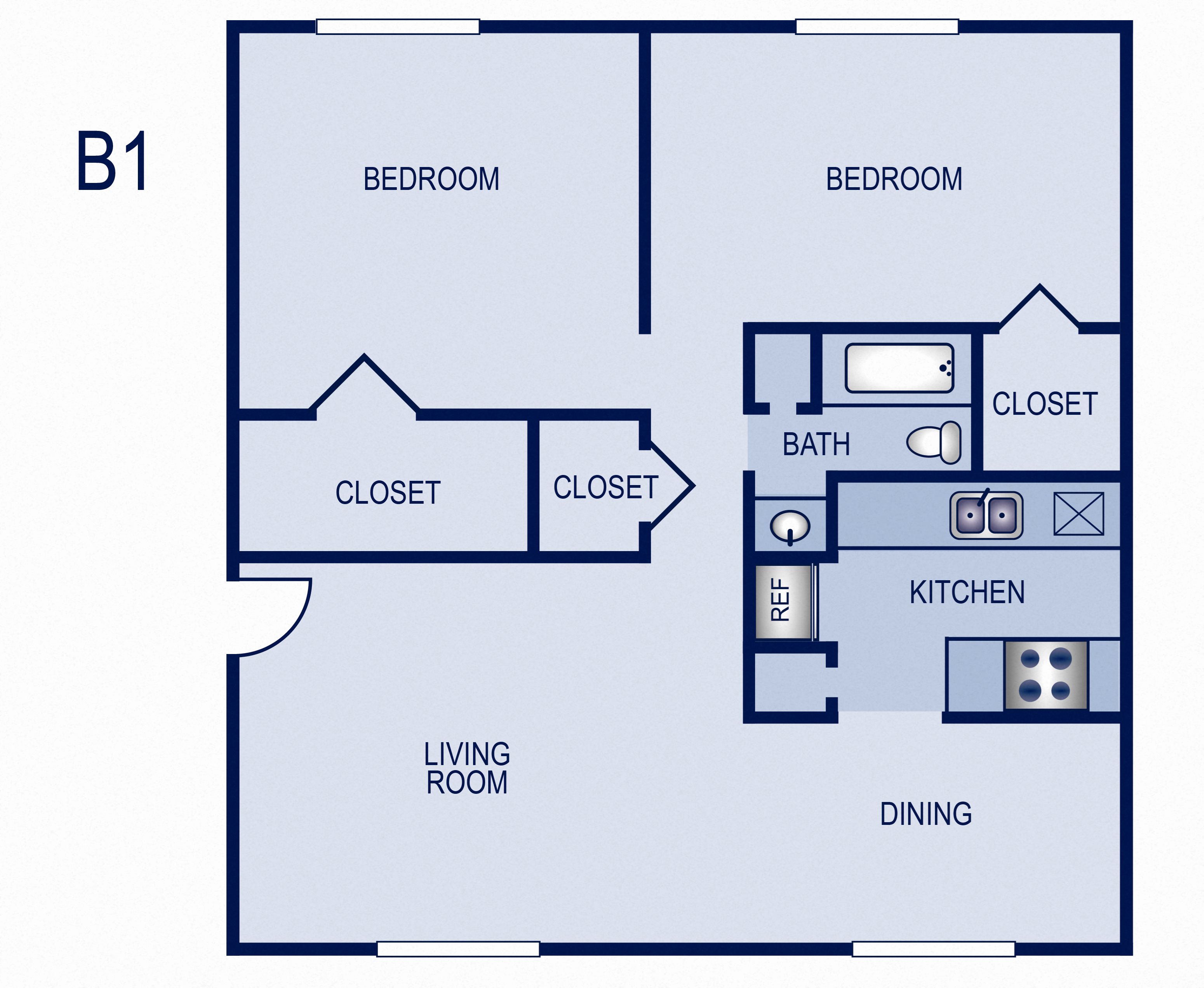 2 Bedrooms 1 Bathroom A Floor Plan 2 Bedrooms 1 Bathroom A Floor Plan at Villas at Tenison Park, Texas, 75228