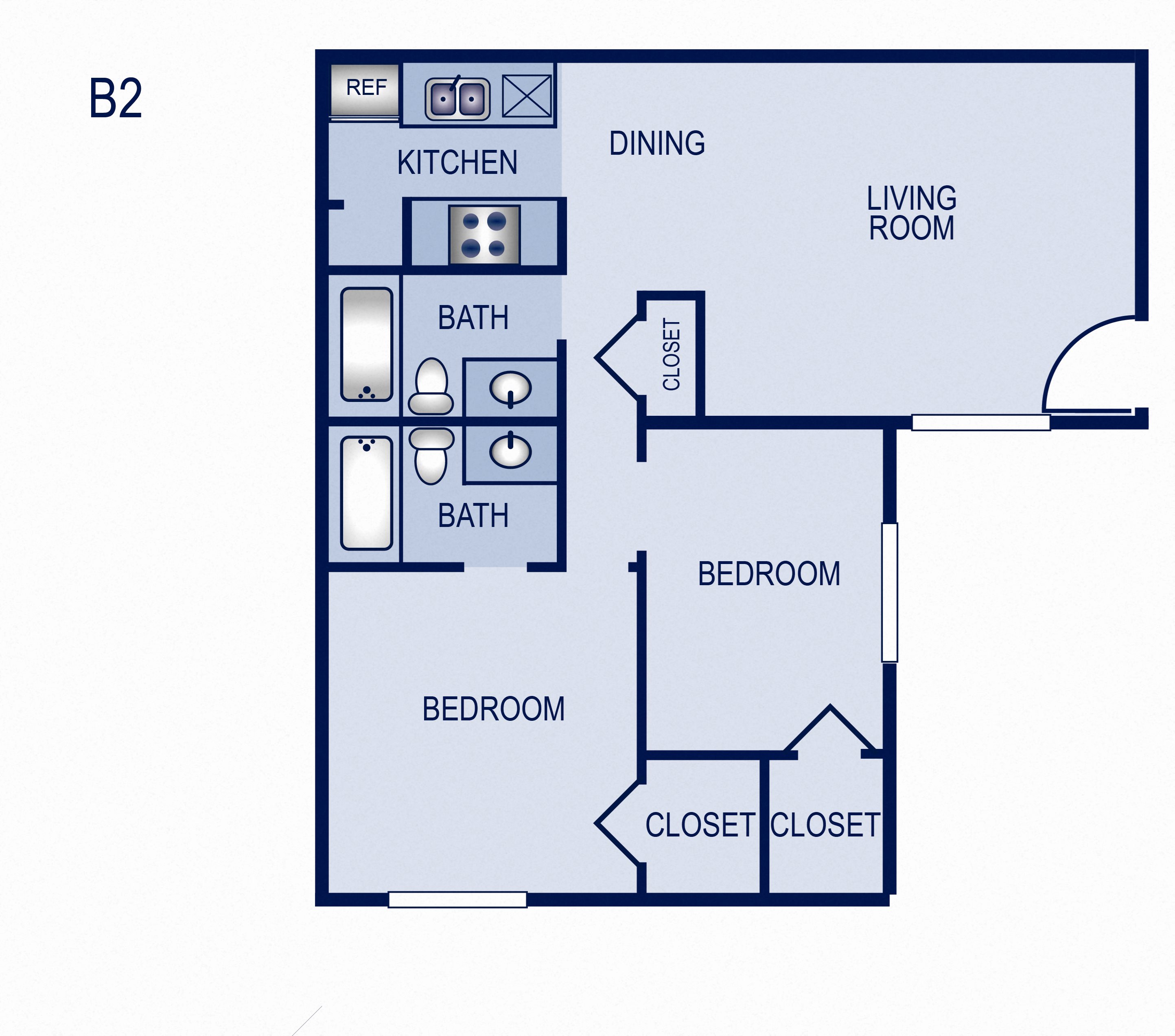 2 Bedroom 2 Bathroom Floor Plan 2 Bedroom 2 Bathroom Floor Plan at Villas at Tenison Park, Dallas, TX, 75228