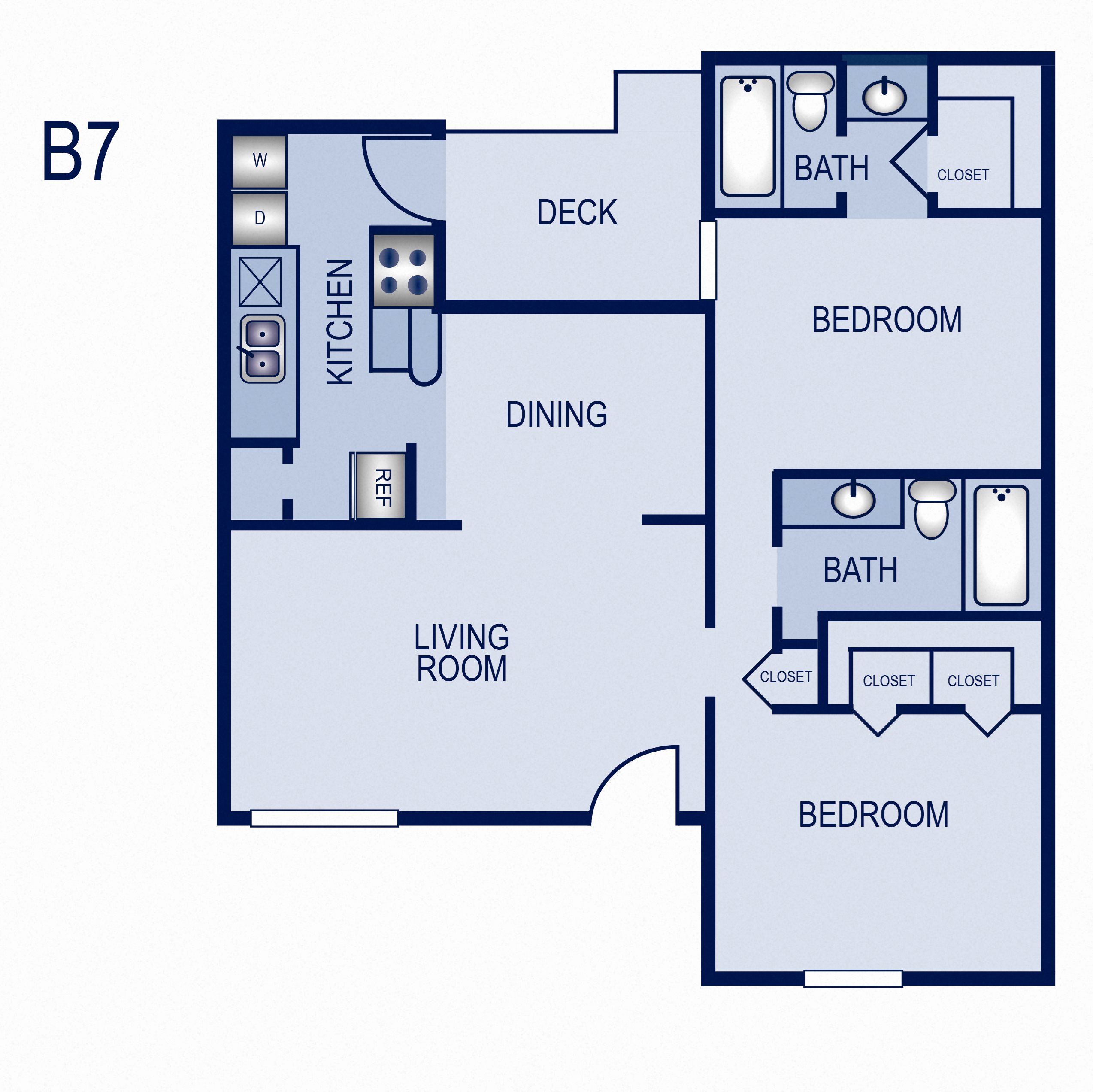 2 Bedroom 2 Bathroom Floor Plan 2*2 2 Bedroom 2 Bathroom Floor Plan 2*2 at Villas at Tenison Park, Dallas, TX