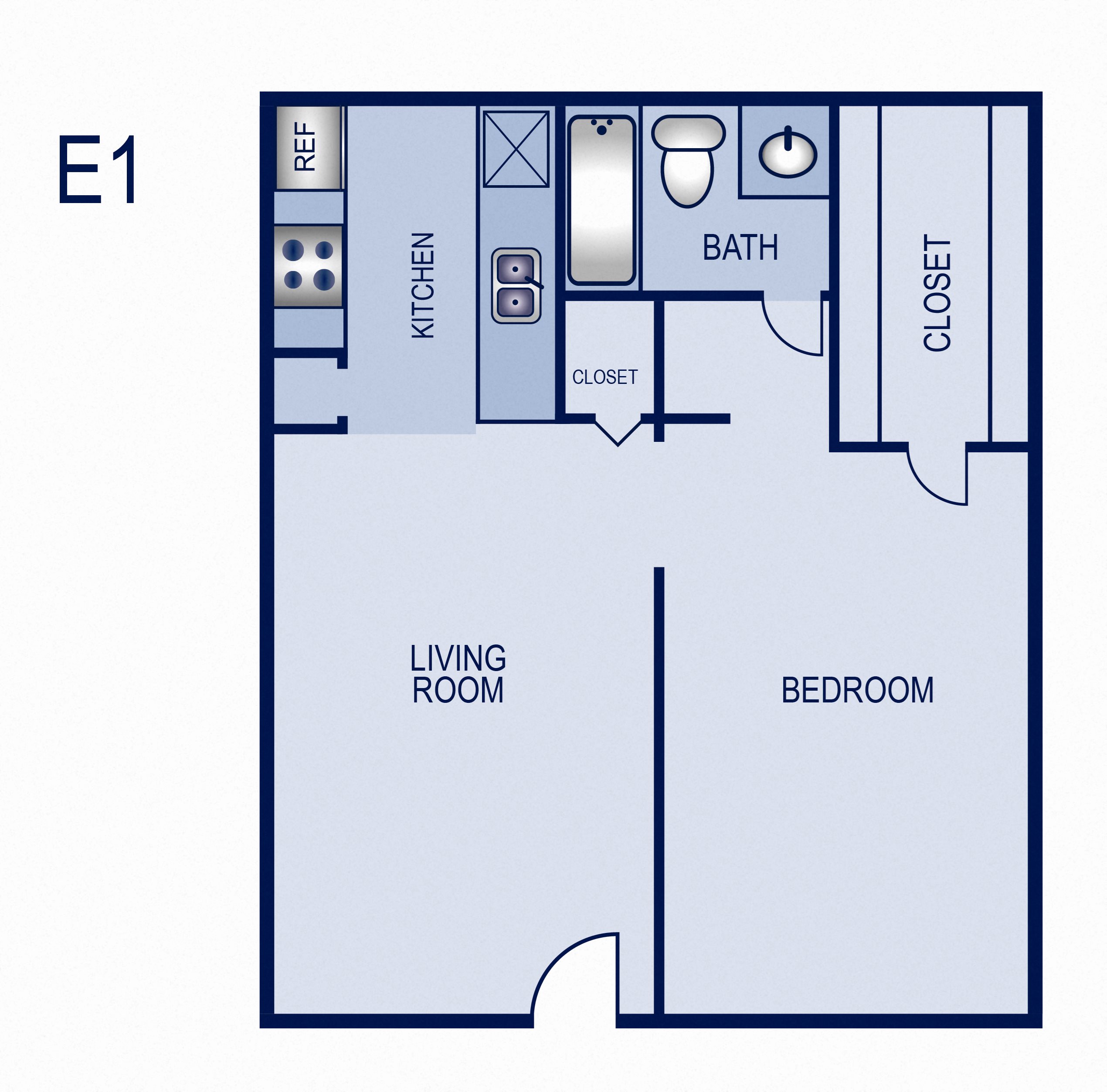 1 Bedroom 1 Bathroom Floor plan 1 Bedroom 1 Bathroom Floor plan at Villas at Tenison Park, Dallas, 75228