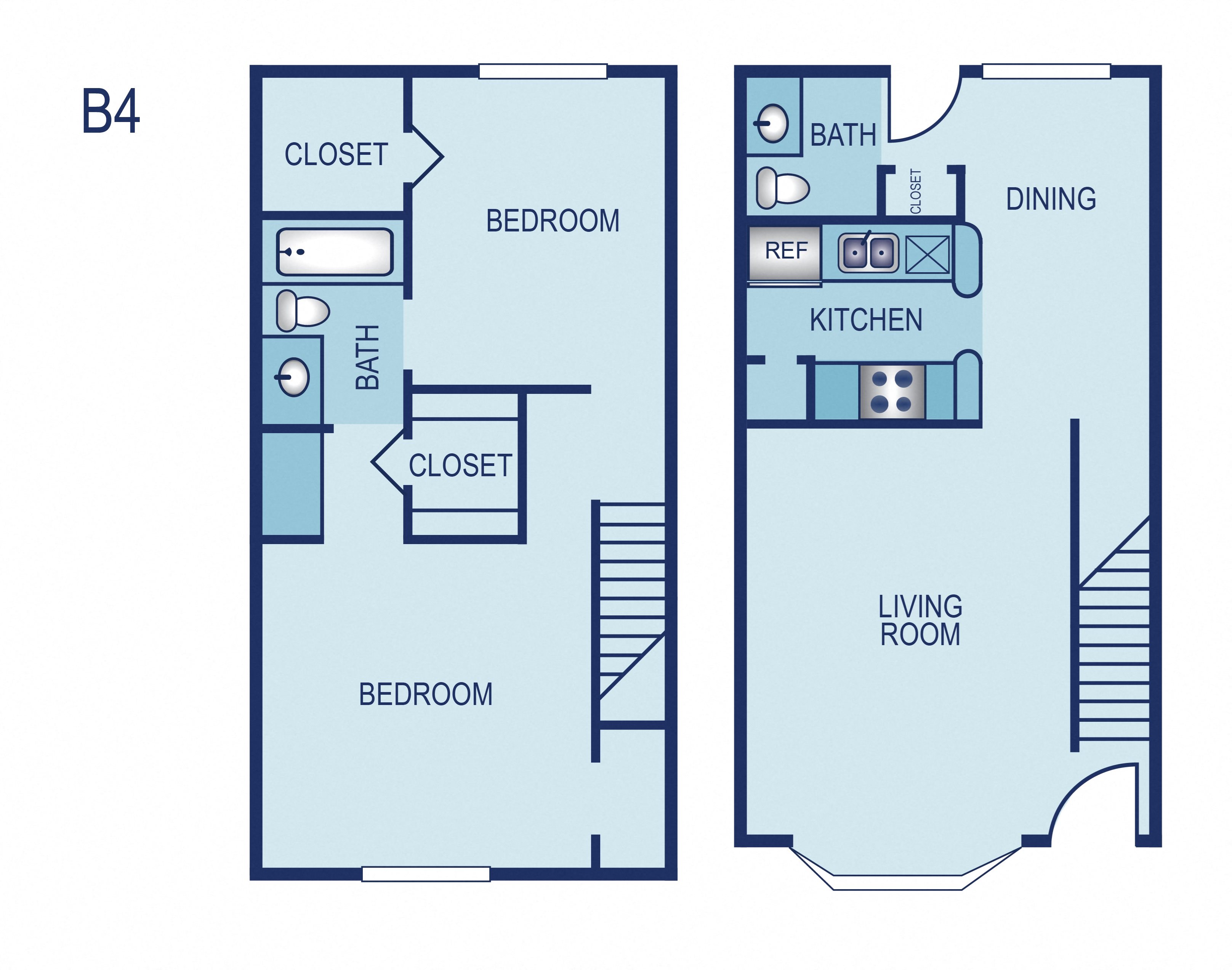 2 Bedrooms 1 Bathroom B Floor Plan 2 Bedrooms 1 Bathroom B Floor Plan at Villas at Tenison Park, Dallas, Texas