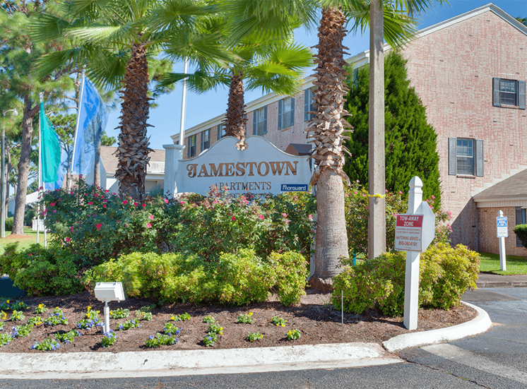 Jamestown Estates apartment community entrance in Pensacola, Florida