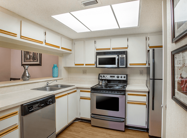 Village Crossing apartment model suite kitchen in West Palm Beach, Florida