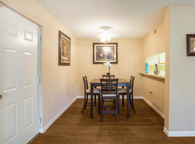 Village Crossing apartment model suite dining area in West Palm Beach, Florida