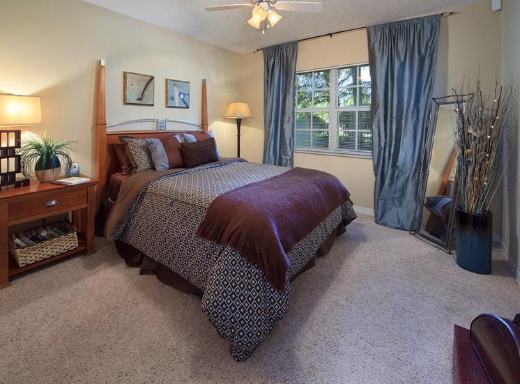 Woodbine apartment model suite bedroom in Riviera Beach, Florida