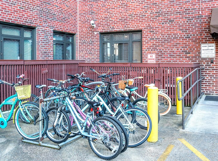 Park your bike on the bike rack in The Georgian's controlled access parking lot