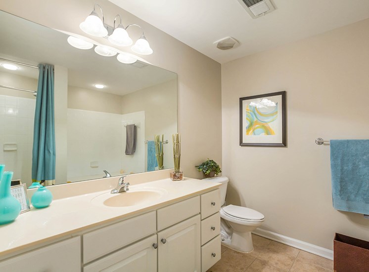 Bright, spacious bathrooms at The Savoy Apartment Homes in Atlanta
