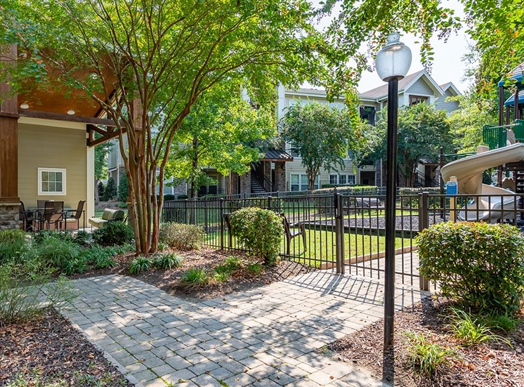Perry Point apartments courtyard and playground in Raleigh, North Carolina