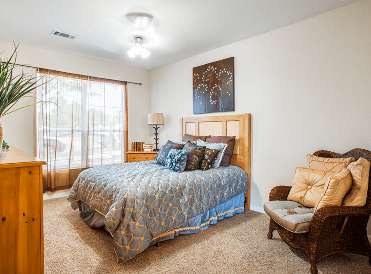 Retreat at City Center model suite bedroom in Aurora, Colorado