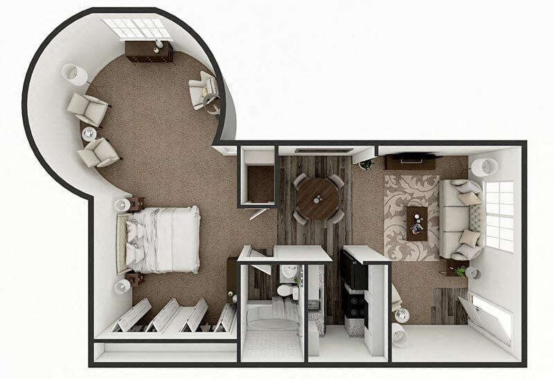 1 Bed 1 Bath E floor plan