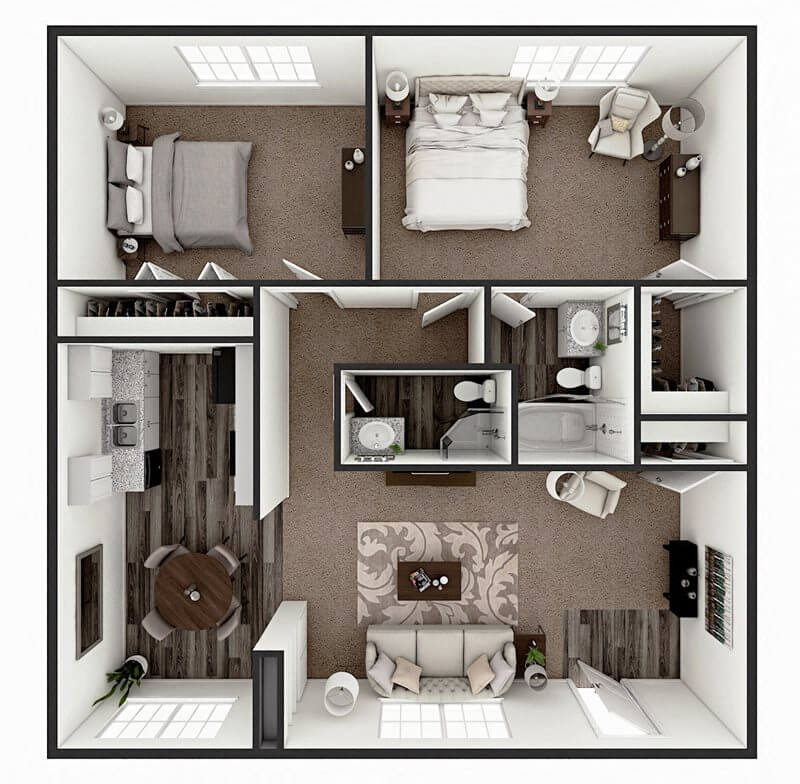 2 Bed 2 Bath A floor plan