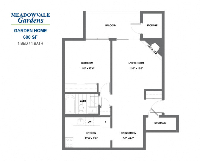 Meadowvale Gardens - 1 BED - 1 BATH - 600 SF - Apartment