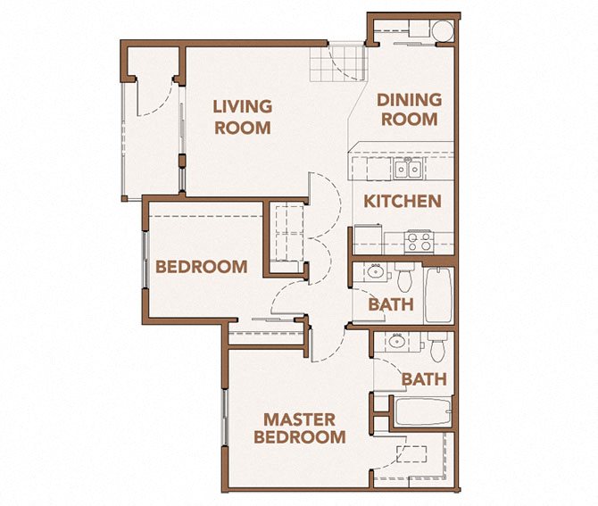 One, Two and Three Bedroom Apartments For Rent in Olympia, Wa 2 Bedrooms Floor Plan Copper Trail Apartments | Apartments in Olympia, WA
