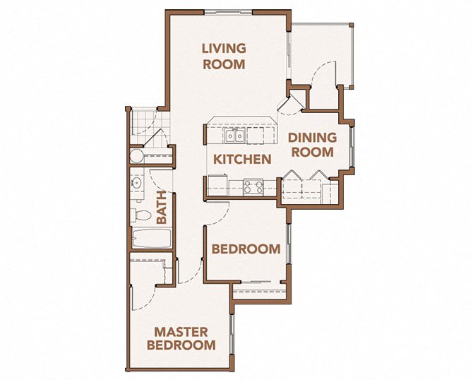 One, Two and Three Bedroom Apartments For Rent in Olympia, Wa 2 Bedrooms Floor Plan Copper Trail Apartments | Apartments in Olympia, WA