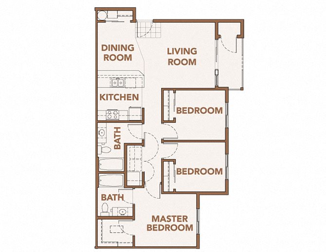 One, Two and Three Bedroom Apartments For Rent in Olympia, Wa 3 bedrooms Floor Plan Copper Trail Apartments for rent | Apartments in Olympia, WA