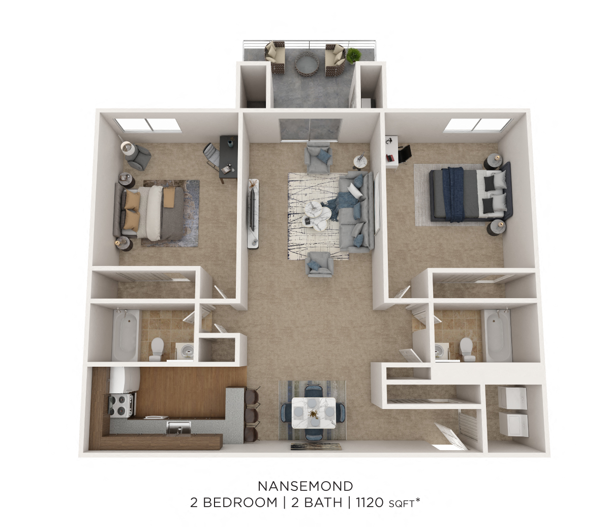 Two Bedroom 2 Bath floor plan