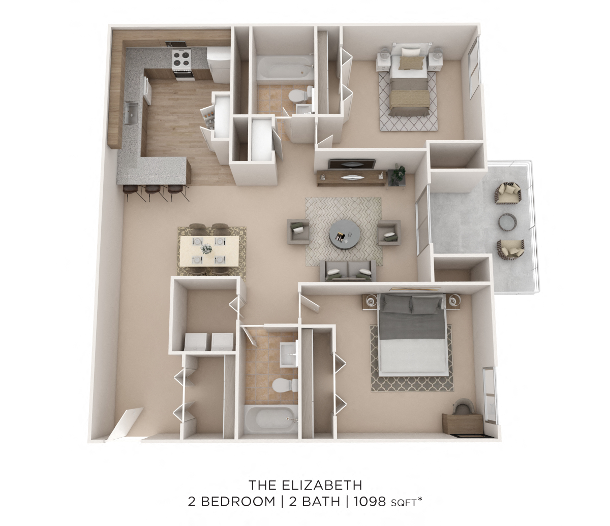 Two Bedroom 2 Bath floor plan