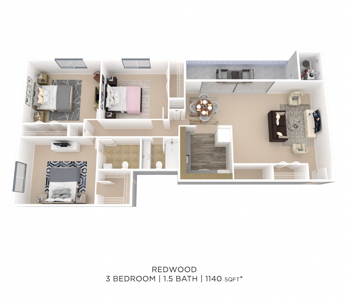 Three Bedroom floor plan