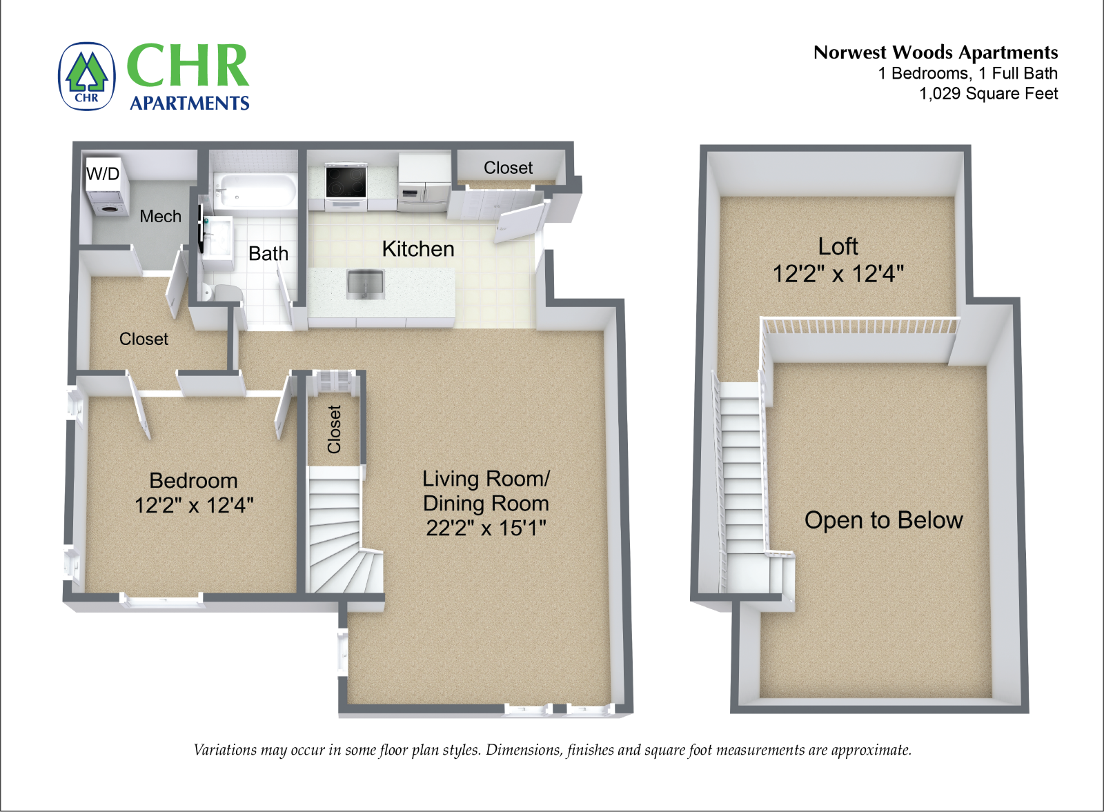 Floor plan 1 Bed/1 Bath - Loft image 2