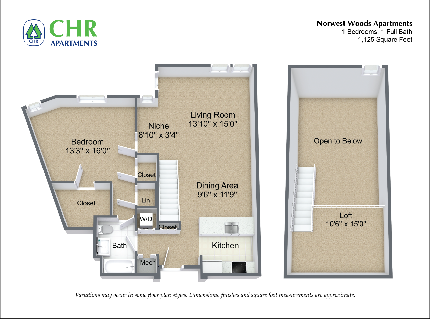 Floor plan 1 Bed/1 Bath - Loft image 4