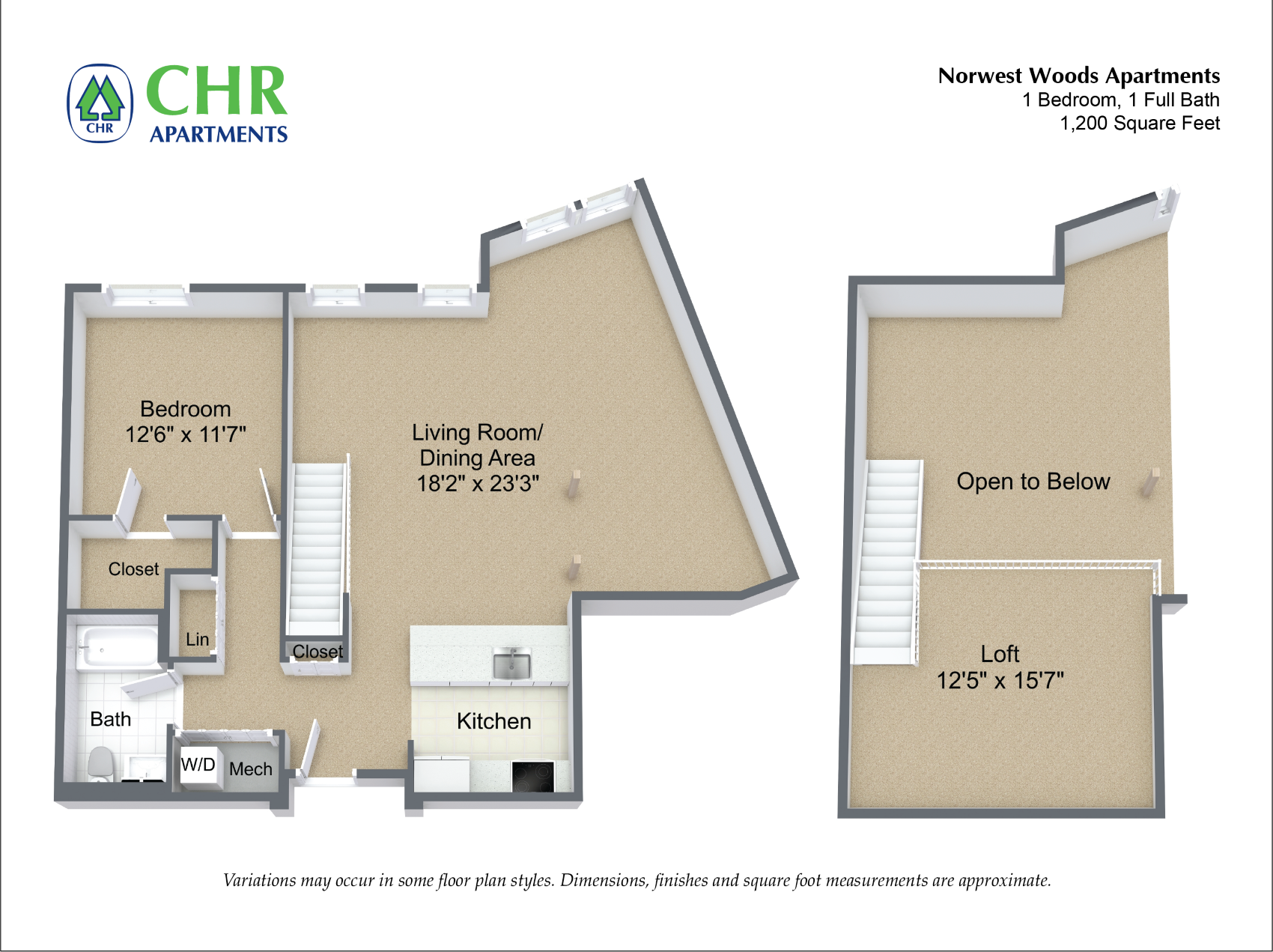 Floor plan 1 Bed/1 Bath - Loft image 5