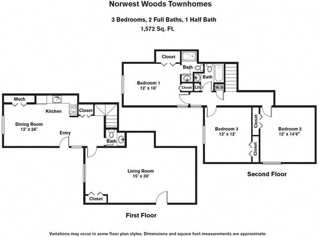 Floor plan 3 Bedroom - Townhome image 2