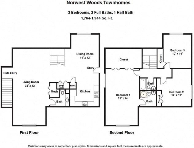 Click to view Floor plan 3 Bedroom - Townhome image 3